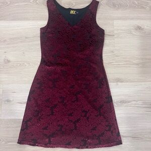 Dex Dark Red Floral Mini Dress
